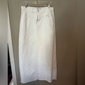 Free People (We the Free) Come As You Are Denim Maxi Skirt in White